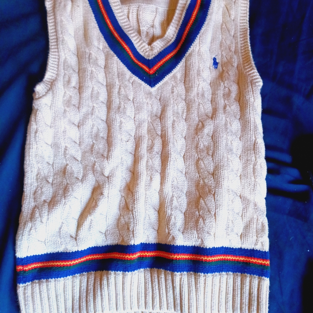 Ralph Lauren Cream Cable Knit Sweater Vest